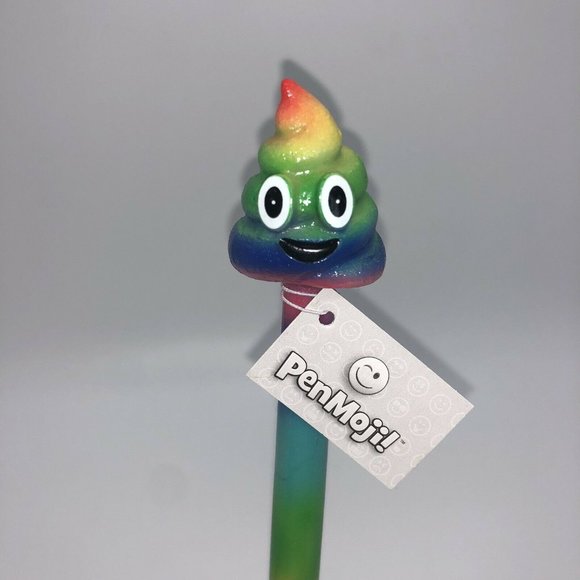 2 PenMoji Brown and Rainbow Poop Emoji Smiling - Picture 3 of 6